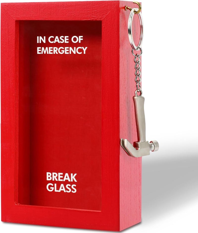 JULEASEL Funny Gift Emergency Box w/Hammer, Break in Case of Emergency Box, Personalized Prank Gag Gift for Birthday Holiday, Funny Desk Decor, White Elephant Gift for Friend Coworker Family - Image 1